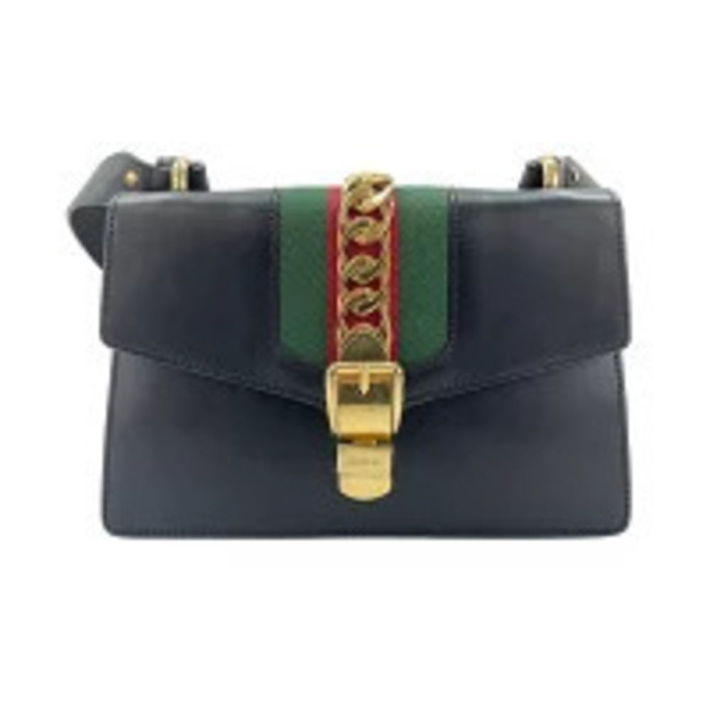 Gucci Leather Sherry Shoulder Bag Black
